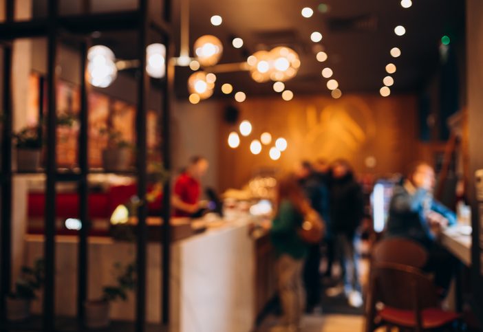 Abstract blur defocus coffee shop cafe or restaurant interior background